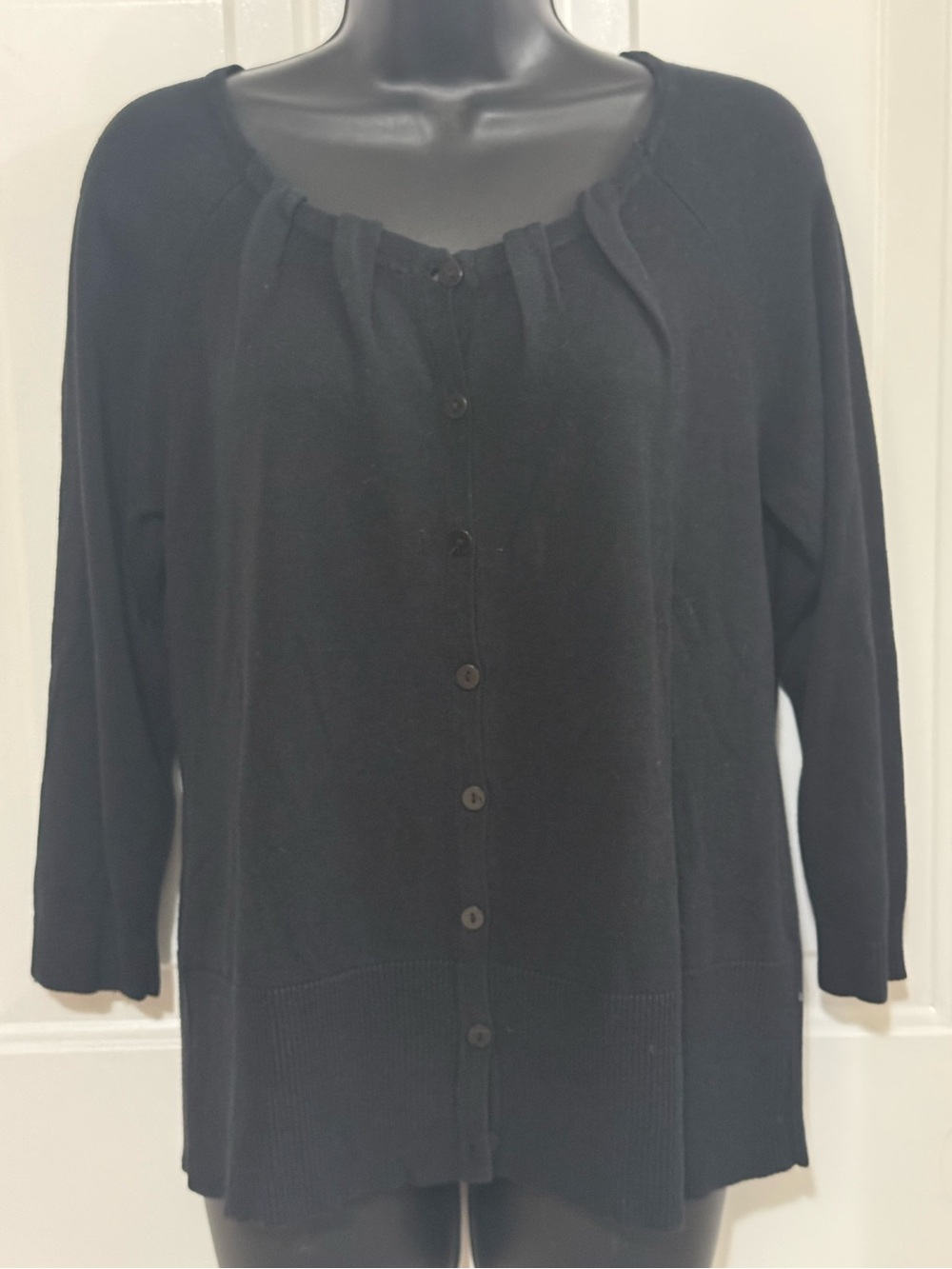 Black Button-Front Women's Cardigan Sweater